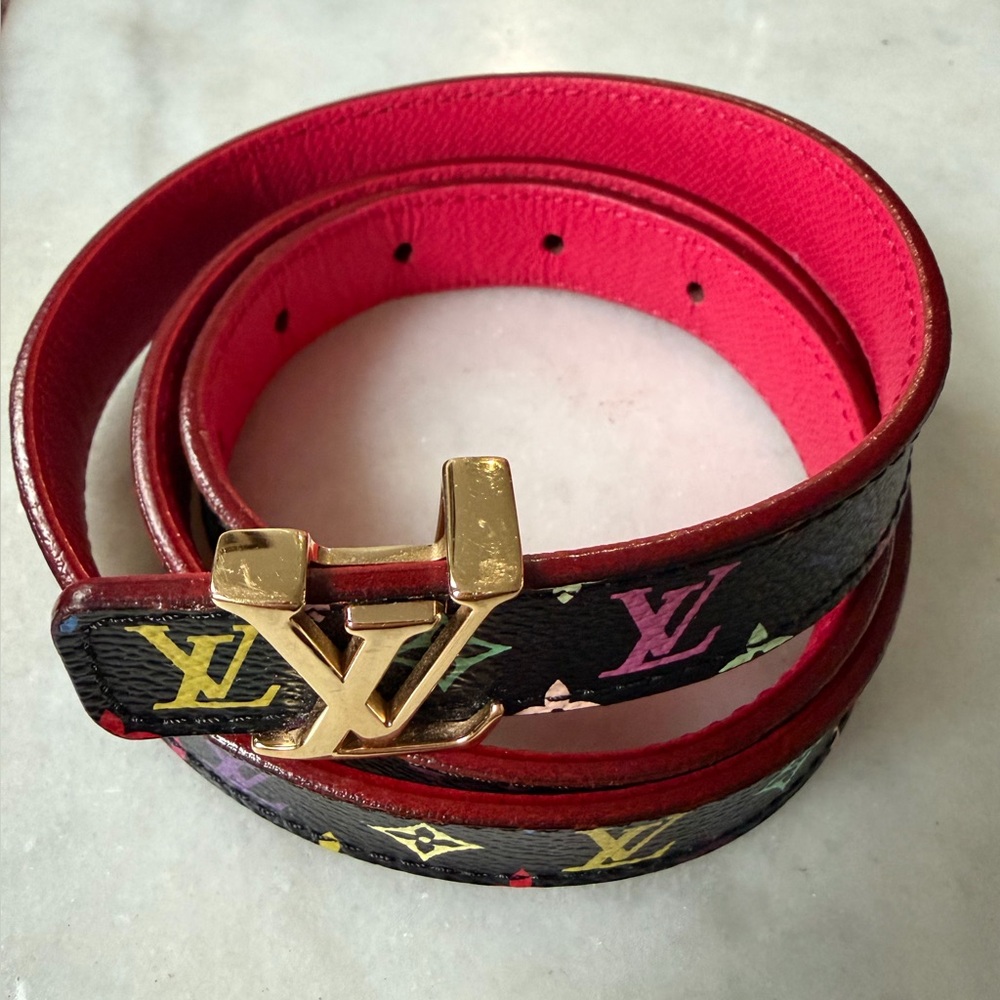 Authentic Louis Vuitton Black Multicolor Women’s Belt 20 MM size 80